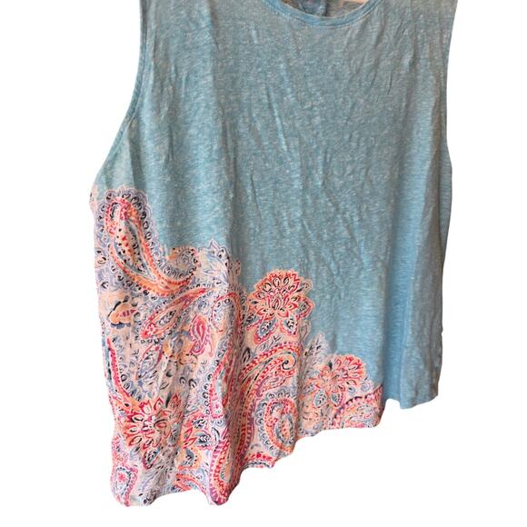 J.Jill Love Linen Tank Top XL Womens Beachy Coastal Blue Sleeveless Pullover - Picture 2 of 4